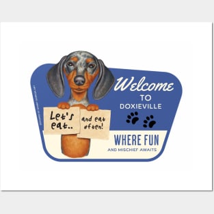 Cute Dapple Doxie with let's eat...and eat often! Posters and Art